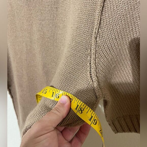 Manrico Cashmere Tan Knit Short Sleeve Cashmere Sweater - Picture 4 of 5